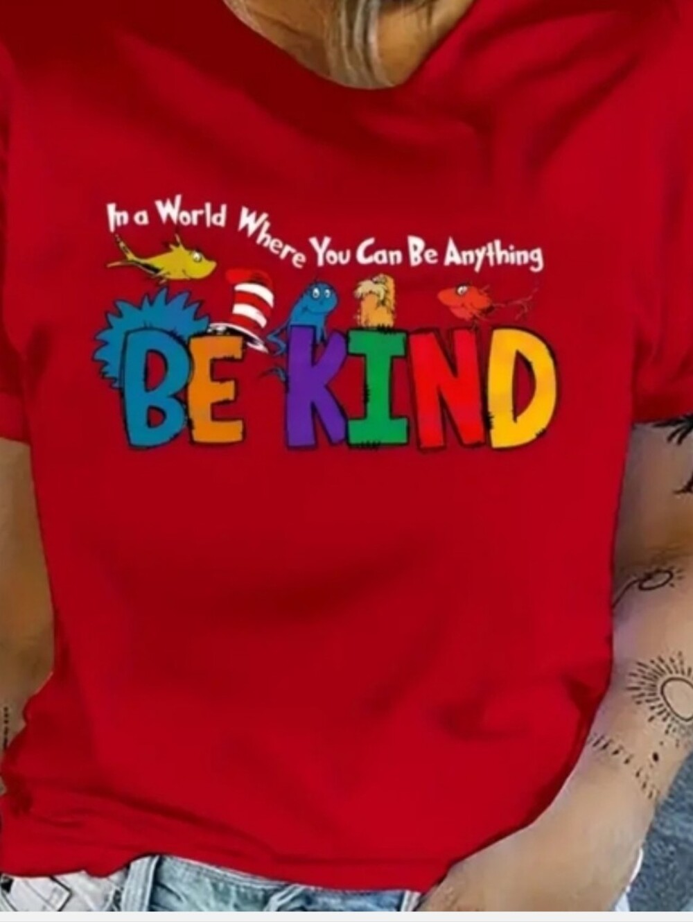 "BE KIND" Women's Red Graphic Tee, Size 2X